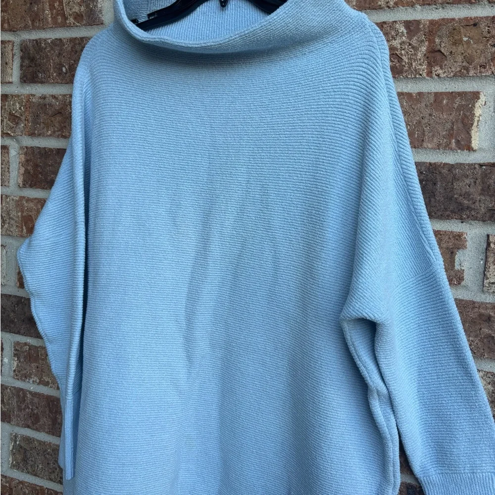 Free People Light Blue ottoman slouchy ribbed Sweater